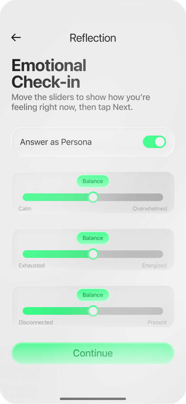 Emotional check-in screen